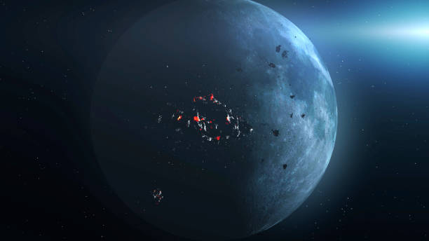 istock Meteors and Large asteroid Heading the moon 2147566292