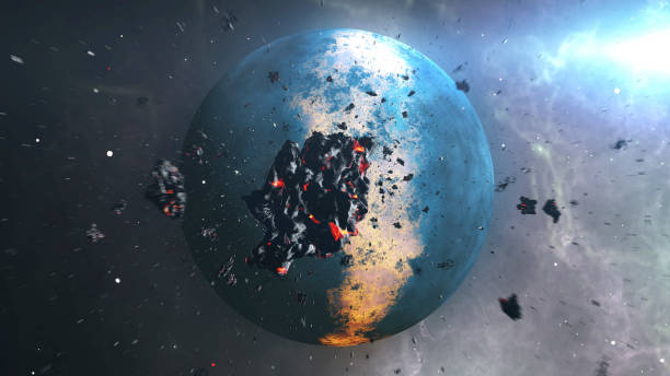 istock Large asteroid and meteors Heading Alien Planet 2147566295