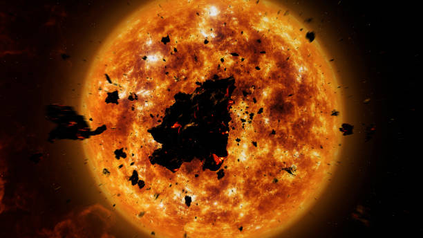 istock Meteors and Large asteroid heading the sun 2147566406