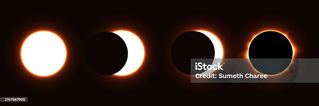 Eclipse Progression Different Phases Of Solar Eclipse Solar Eclipse Vector Illustration ...