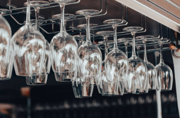 istock Clean glasses hang over the bar 2147568675