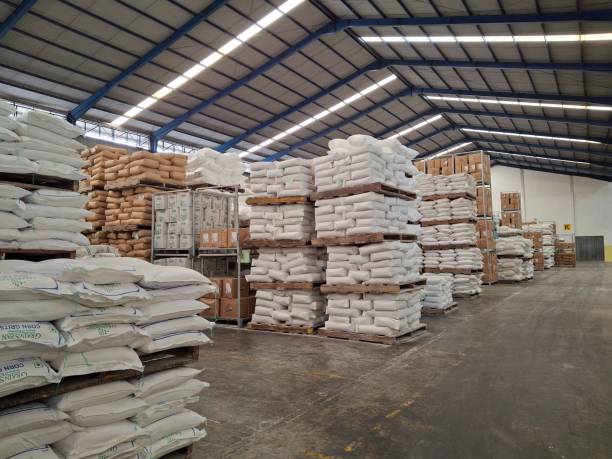 istock raw material storage warehouse area, food raw material storage area, flour warehouse 2147568805