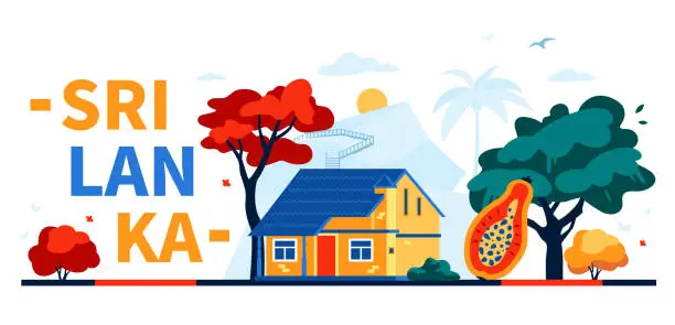 Vector illustration of House of Sri Lanka people - modern colored vector illustration