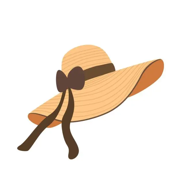 Vector illustration of Straw hat, women summer hat