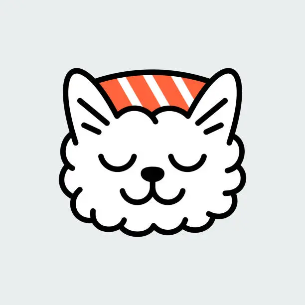 Vector illustration of Cat and sushi