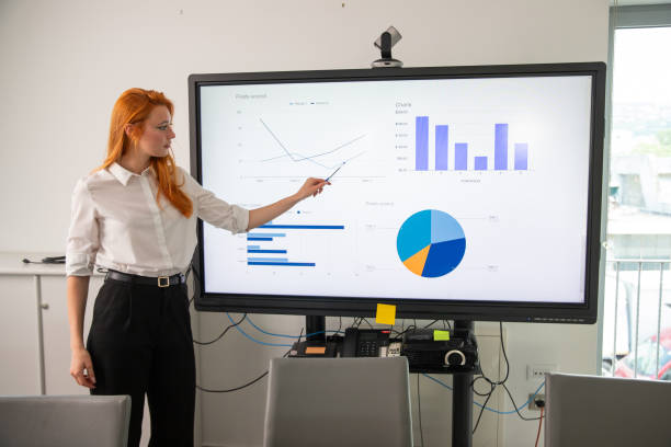 istock A businesswoman explains slides during a presentation 2147580130