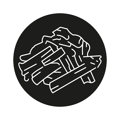 Charcoal wooden line black icon. Sign for web page, mobile app, button, logo. Vector isolated button. Editable stroke.