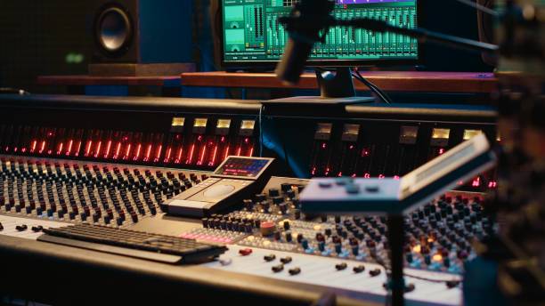 istock Control room with technical equipment and music recording software 2147582857