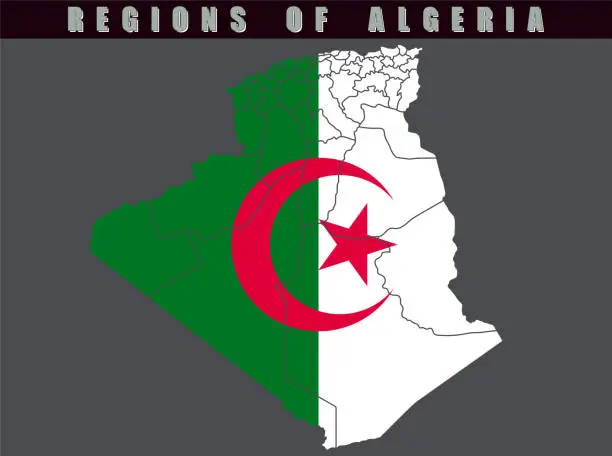 Vector illustration of Map of the country of Algeria