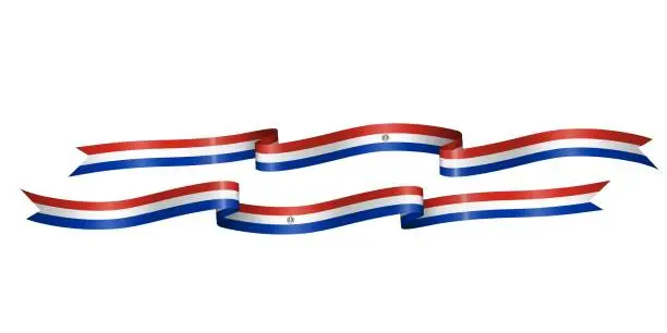Vector illustration of set of flag ribbon with colors of Paraguay for independence day celebration decoration