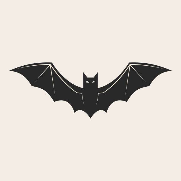 ikon kelelawar halloween, hitam dan putih. - kelelawar mamalia ilustrasi stok