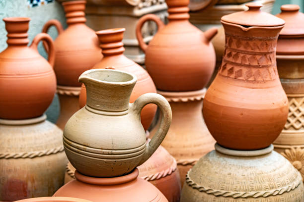 Traditional pottery on Nizwa Souq, Oman.