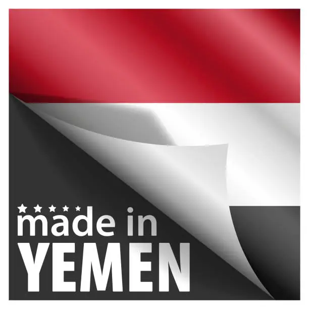 Vector illustration of Made in Yemen graphic and label.