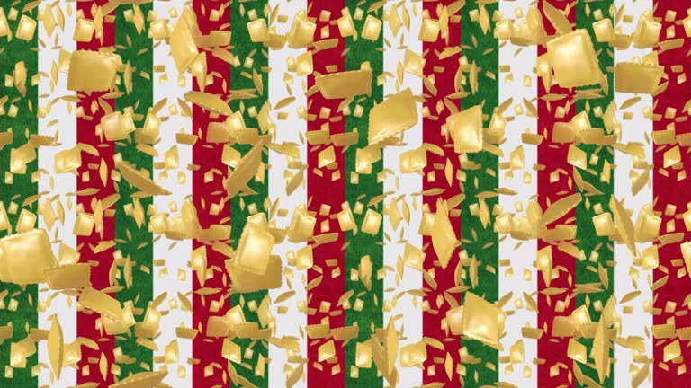Italy restaurant PASTA Ravioli background loop tile falling. This 3d animation is loopable and tileable.