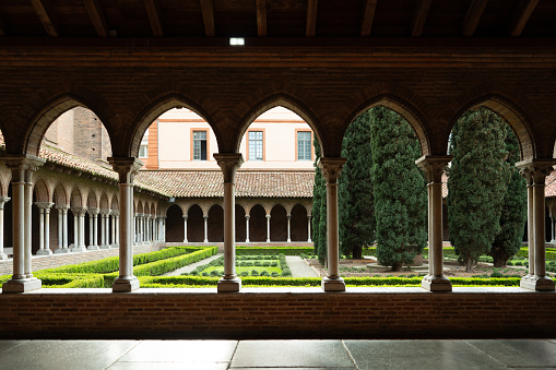 The internal garden of the Camaldoli monastery in Tuscany