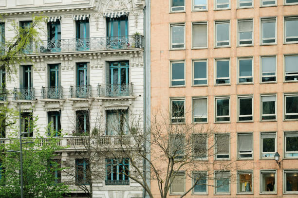 Old and modern facades next to each other. Toulouse, France