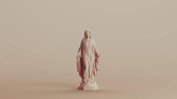 istock Virgin Mary statue sculpture neutral backgrounds soft tones beige brown ceramic pottery front view 2147593947