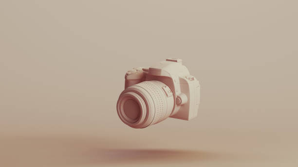 istock Camera lens photography neutral backgrounds soft tones beige brown pottery background left view 2147593955