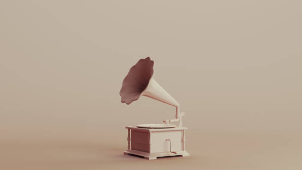 istock Gramophone old fashioned record player speaker neutral backgrounds soft tones beige brown pottery traditional 2147593976