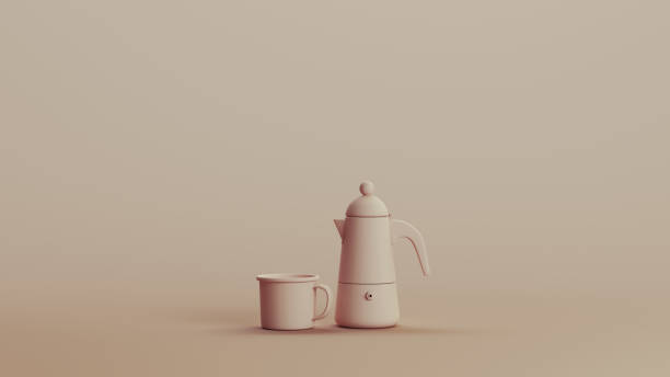 istock Coffee pot cafetiere coffeemaker retro vintage classic neutral backgrounds soft tones beige brown 2147594131