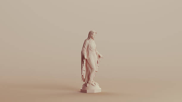 istock Virgin Mary statue sculpture neutral backgrounds soft tones beige brown ceramic pottery right view 2147594253