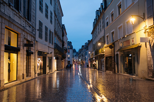 A street in Pau, France, at night