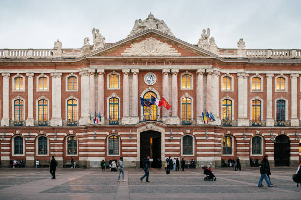 The city center of Toulouse, south of France. Total view of the cityscape.
