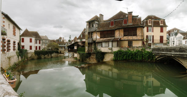 The medieval village of Salies de Bearn (64), France