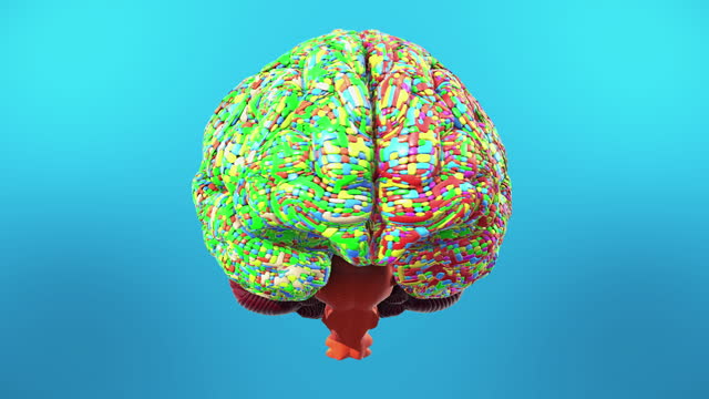 Futuristic polygonal 3d brain.