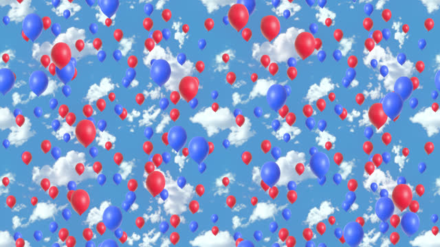 Bastille Day Balloon celebrate loop tile background. This looping footage is also tileable