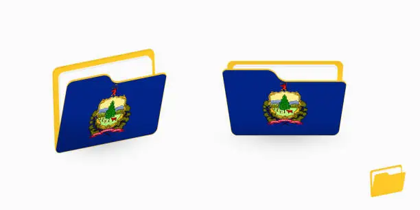 Vector illustration of Vermont flag on two type of folder icon.
