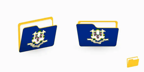 Vector illustration of Connecticut flag on two type of folder icon.