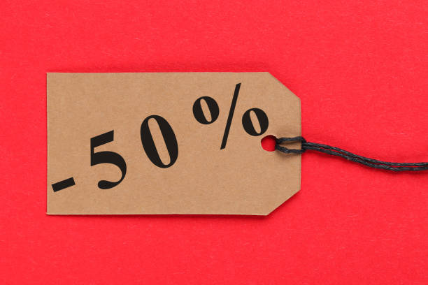 istock Sale tag with percents on red background 2147600404