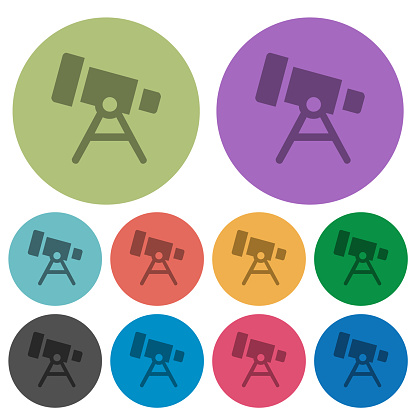 Telescope solid darker flat icons on color round background