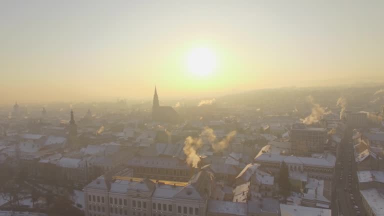 Cluj Napoca morning aerial view, Cluj, Romania