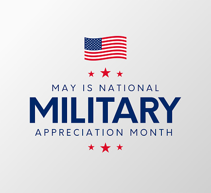 National Military Appreciation Month card, poster, May. Vector illustration