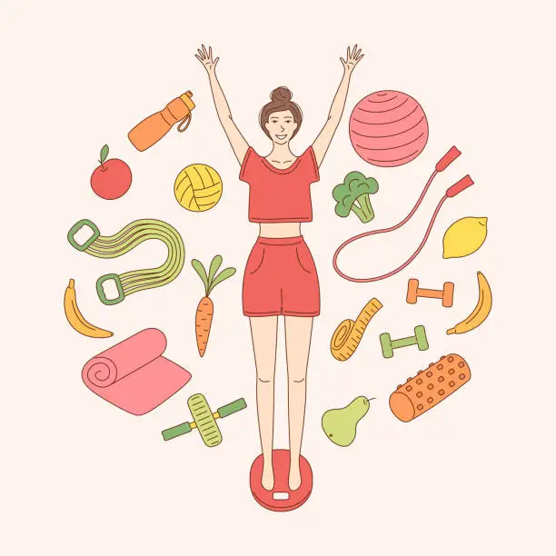 Vector illustration of Healthy lifestyle and Weight loss concept