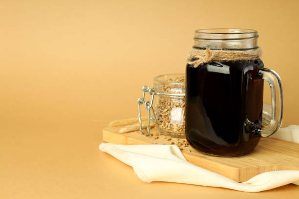 istock Concept of fresh drink, kvass, space for text 2147612365