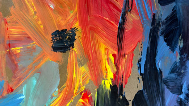 istock Vibrant acrylic brush strokes on paper, creating captivating abstract art. Ideal for backgrounds and creative projects 2147615342