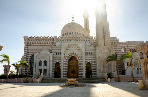 Casablanca, biggest city in Morocco. Hassan II Mosque, HDR photo.