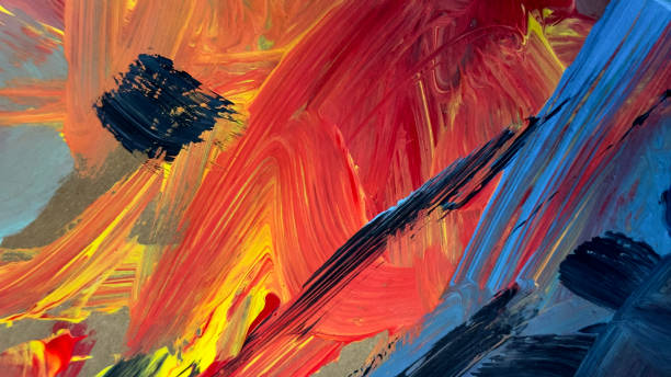 istock Vibrant acrylic brush strokes on paper, creating captivating abstract art. Ideal for backgrounds and creative projects 2147616053