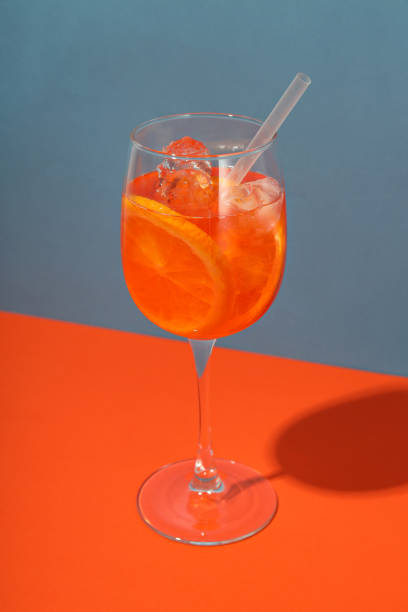 istock Concept of summer cocktail, Spritz on two tone background 2147617535