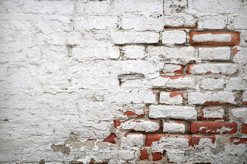 Texture background red white painted old grunge brick wall