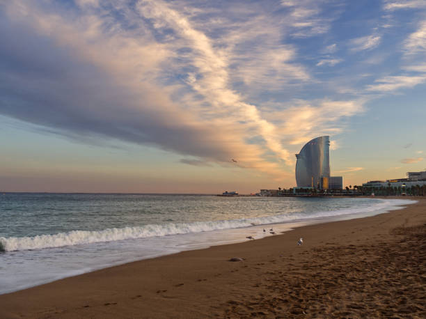 istock Barceloneta beach seascape view during sunset 2147628109