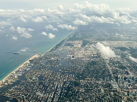 Fort Lauderdale, Florida - March 23, 2024: Aerial views of Fort Lauderdale, Florida