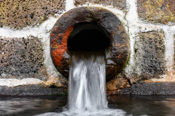 istock Running water fountain made of basalt stone 2147636598