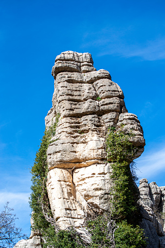 Hiking in the Torcal de Antequerra National Park, Andalusia, Malaga, Spain.