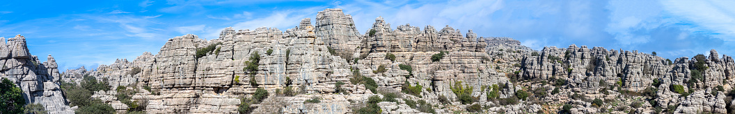 Hiking in the Torcal de Antequerra National Park, Andalusia, Malaga, Spain.