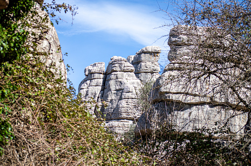 Hiking in the Torcal de Antequerra National Park, Andalusia, Malaga, Spain.