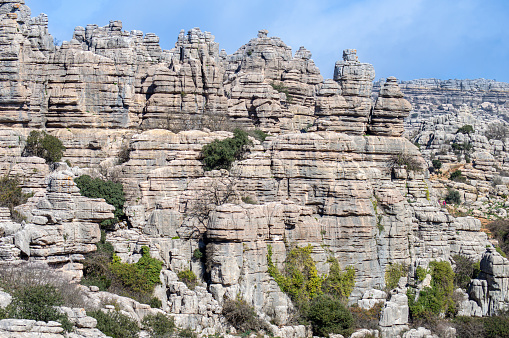 Hiking in the Torcal de Antequerra National Park, Andalusia, Malaga, Spain.